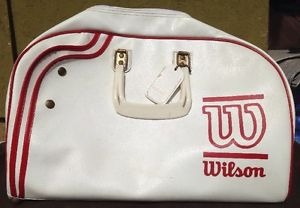 RARE Vintage WILSON Tennis Gym Tote Bag T6920 White W/ Red Trim