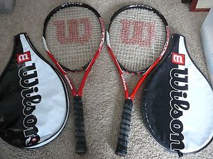 2 Wilson Impact Titanium Volcanic Tennis Racquets w/covers