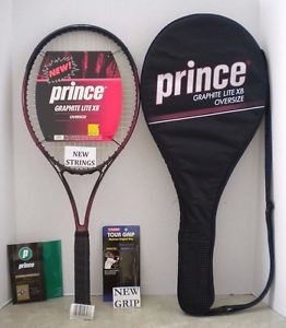 Prince Graphite Lite XB OS 110 Tennis Racquet 4 1/2 - NEW STRINGS + NEW GRIP