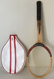 Dunlop Wood Tennis Racket MAXPLY McENROE 4 5/8 Light Strung Plus Cover