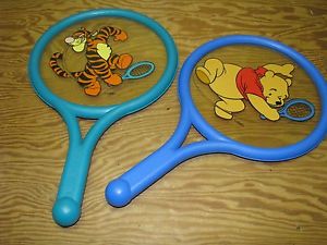 XLNT Disney Set of 2 Kids Tigger Toy, Winnie The Pooh Paddle Game Vintage 90's