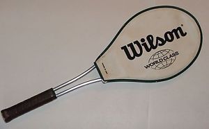 VINTAGE 70s Wilson World Class Tennis Racquet with Cover Steel Frame Made in USA