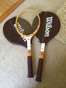 Two Vintage Wilson Jack Kramer Autograph Midsize Wood Tennis Racquet w/ Covers