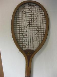 Antique 1900's Victor "The Club" Wood Tennis Racquet Gut Strings Victor Sporting
