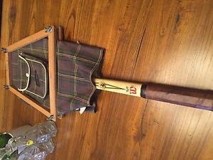 Vintage Wilson Sport Wooden Racket w/ plaid cover
