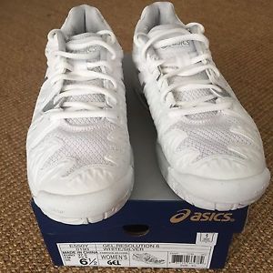 Women's Asics White/Silver     Gel-Resolution 6 tennis shoes size 6.5
