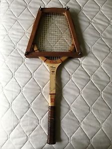 Vintage Wilson Jack Kramer Autograph Wooden Tennis Racquet w/ Wooden Press