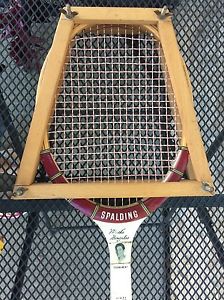 Vintage Mid Century Spalding Pancho Gonzales Wood Leather Tennis Racquet Japan