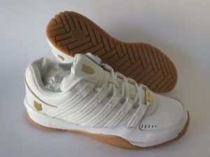 K-Swiss Baxter Men Shoes Size 9 White / Gold / Gum Sole New Sample Pair