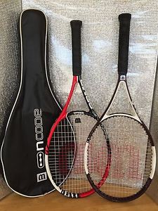 2 Tennis Rackets-Wilson Six One Comp No2-4 1/4 & Wilson Ncode-Nflash No2  4 1/4"