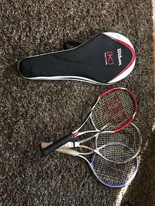 3 Wilson Tennis Rackets And Bag