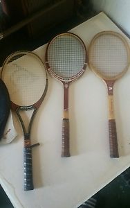 Set of 3 vintage Dunlop Head Davis Tennis rackets