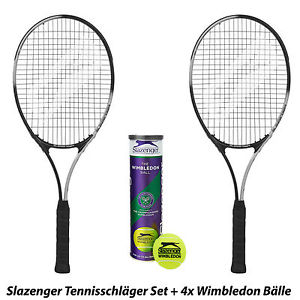 Slazenger Raqueta Tennis Set + Wimbledon Tenis Bolas Raqueta + Bolas L1 L2 L3