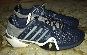 NEW Mens 14 ADIDAS AdiPower Barricade 8+ Navy Blue Grey Tennis Shoes Sneakers