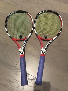 Babolat Aero storm 4 3/8 Tennis Racquet 2 Racquets Pair Strung
