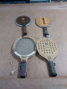 set of 4 vtg Marcraft Paddle Ball Racquet Imperial Board Wooden Metal
