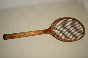 1910s 20s Antique WRIGHT & DITSON Wooden GOLD STAR wood TENNIS RACKET GrooveGrip