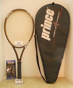 Prince Triple Threat  Attitude OS 115 Tennis Racquet 4 3/8 -NEW STRINGS/GRIP+EUC