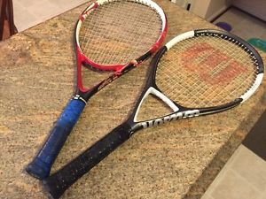 x2 Wilson Ncode W2 Spicy Ruby N6 Tennis Racquet 4-3/8 OS 117 110 YOU WIN TWO!!!!