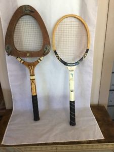 Two Vintage Tennis Rackets Wilson Ellsworth W/wooden Press Jack Kramer Flight