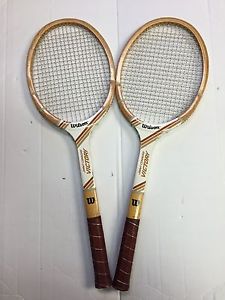 Pair of Wilson Jimmy Connors Victory Wood Vintage Tennis Racquets "NICE"