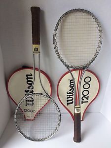 2 Vintage Wilson T2000 Tennis Rackets W/ Covers