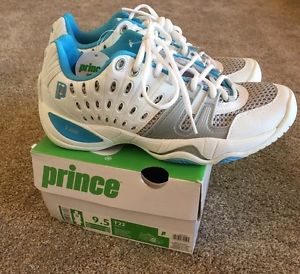 Prince T22 Ladies 9.5 White With Blue NIB Tennis Shoe