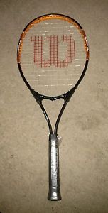 Orange Wilson Fusion XL V-Matrix Tennis Racket - Stop Shock Sleeves -