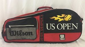 EXCELLENT WILSON US OPEN RED BLACK TENNIS RACQUET BAG WITH SHOULDER STRAP
