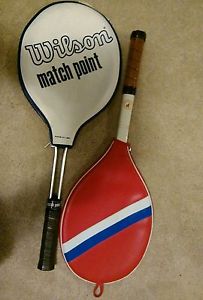 2 vintage tennis racquet with leather cover pennant wilson