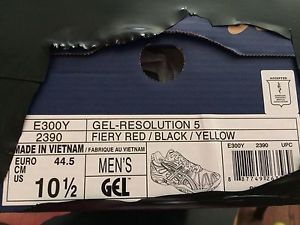 Asics Gel Resolution 5 Tennis Shoes.  10.5 Mens.  Red/Black/Yellow