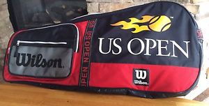 EXCELLENT WILSON US OPEN BLACK RED TENNIS RACQUET BAG WITH SHOULDER STRAP
