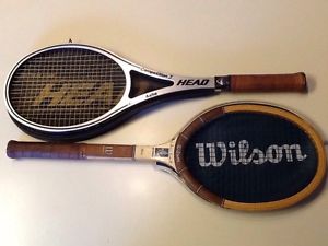 2 Vintage Tennis Racquets Wilson Chris Evert Autograph, Head Ashe Comp 3 W/cover