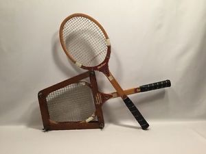 Wood MacGregor Flightmaster Tennis Racquets 4 5/8" Set of 2 with Head Press
