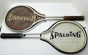 Spalding Tennis Racquet Lot of 2 Aluminum with covers 4 3/4 and 4 5/8