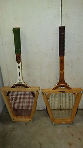 2 antique wooden wilson tennis rackets with cases