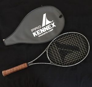 Black PRO KENNEX GRAPHITE COMP MID 1980's Tennis Racquet Cowhide Grip