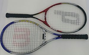 2 Tennis Racquets Wilson  IMPACT TITANIUM POWER BRIDGE L2 4 1/4 Prince EQUALIZER