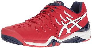 ASICS Mens Gel-Resolution 7 Tennis Shoe, True Red/White/Indigo Blue, 6 M US