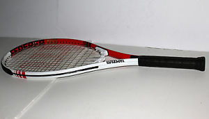 Wilson Federer 110 Tennis Racquet L2 4 1/4 Power Strings Stop Shock Pads
