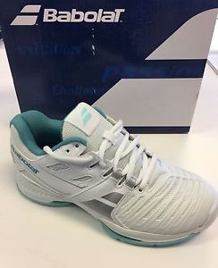 Babolat SFX Women's All Court Tennis Shoes White/Blue * Size 6.5 * NEW * L@@K!