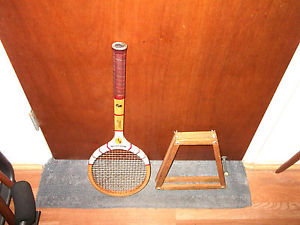 Wright & Ditson Tennis Racket WOOD Racquet Mono Gram Wooden Head Press Vtg 4 3/8