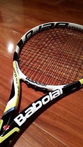 Babolat Aero Pro Drive Tennis Racquet(100 sq, 4 3/8, Strung with Gamma Moto 16G)