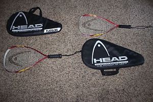 2 Head Ti.195 XL Titanium Racquetball Racquets w/ 3⅝" Grip & Case FAST SHIPPING