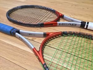PAIR (2) HEAD Ti. Radical Midplus (MADE IN AUSTRIA) Tennis Rackets STRINGS+GRIP