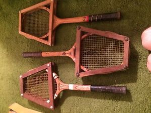 3 VINTAGE WOODEN TENNIS RACKETS Wright & Ditson Wilson