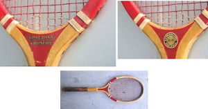 Antique 1920's Wood Tennis Racquet Racket SPALDING "ARDMORE"; Baseball Emblem