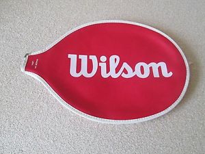 1x Vintage Red & White WILSON Tennis Racket Racquet Zippered Cover Sleeve Retro