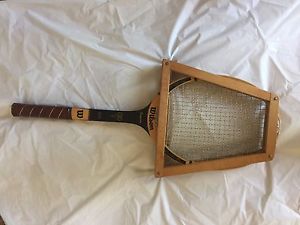 Vintage Wilson Conqueror Wooden Tennis Racquet Strata-Bow with Wood Press