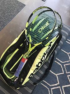 2 Babolat Aero Pro Team Tennis Racquets w/bag 4 1/8 Grip